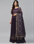 Designer Party Wear Heavy Readymade Gown With Sharara Collection Purple Georgette Sharara Gown Front View